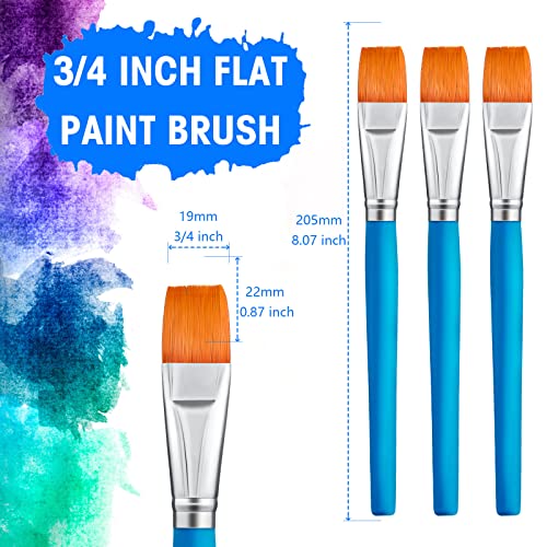 10 Pack Flat Acrylic Painting Brushes (Sky Blue)