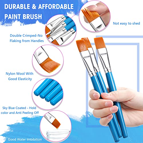 10 Pack Flat Acrylic Painting Brushes (Sky Blue)