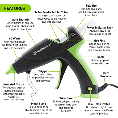 Surebonder Dual Temperature Hot Glue Gun with Auto Shut Off