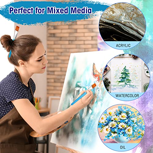 10 Pack Flat Acrylic Painting Brushes (Sky Blue)