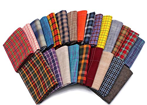 Assorted Rustic Woven Plaid Checks Cotton Fabric Bundle