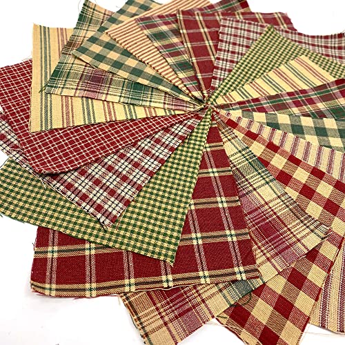 40 Rustic Christmas Fabric Squares 6 inch Precut