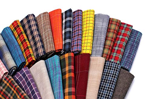 Assorted Rustic Woven Plaid Checks Cotton Fabric Bundle