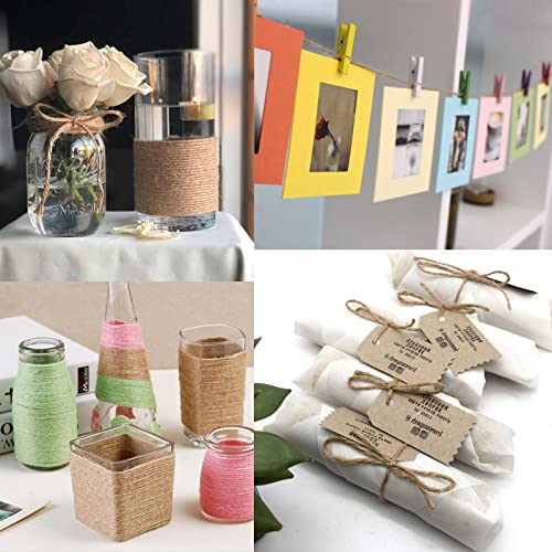 984 Ft Natural Jute Twine, 2mm Thin White Cotton Rope for Crafts, Art, Gardening, Gift Wrapping, Decoration, Packing - 3 Rolls