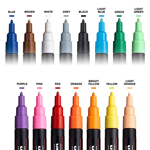 15 Medium Posca Paint Markers Set - Reversible Tips