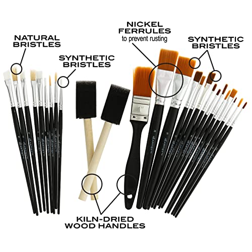 25 Piece Craft Brush Value Pack for All Artists