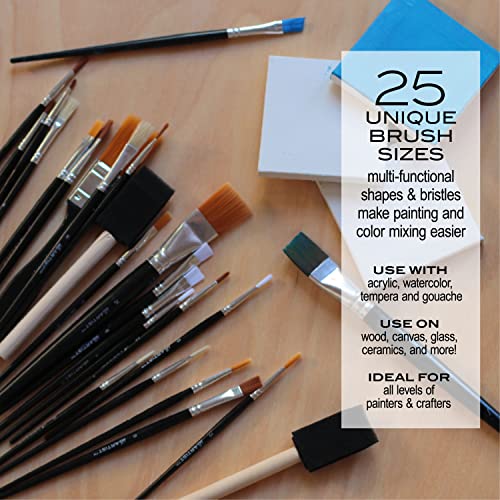25 Piece Craft Brush Value Pack for All Artists