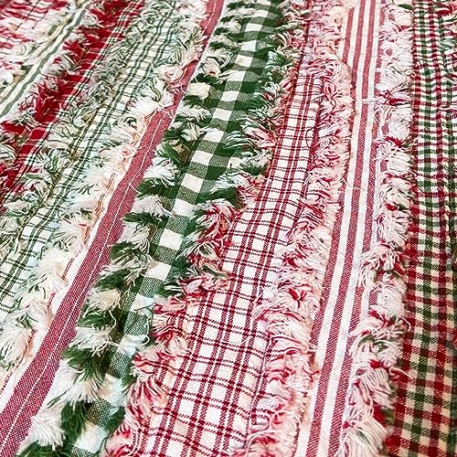 Merry Christmas Red & Green Homespun Cotton Fabric Jelly Roll