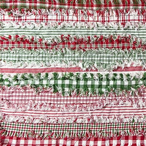 Merry Christmas Red & Green Homespun Cotton Fabric Jelly Roll