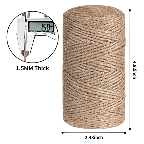 tifanso Natural Jute Twine String - 328 Feet Garden Twine, Twine for Crafts, Hemp Twine Rope, Brown Jute Twine for Gift Wrapping, Gardening, Packing and Wedding Decor