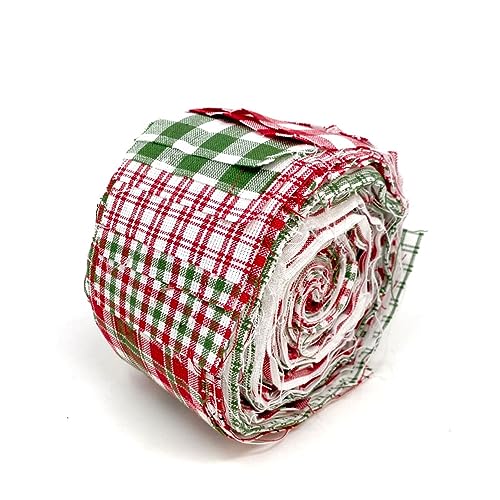 Merry Christmas Red & Green Homespun Cotton Fabric Jelly Roll