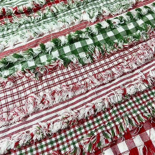 Merry Christmas Red & Green Homespun Cotton Fabric Jelly Roll