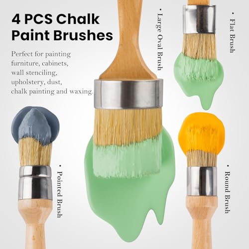 YiBaiBrush - Furniture Chalk & Wax Paint Brush Set