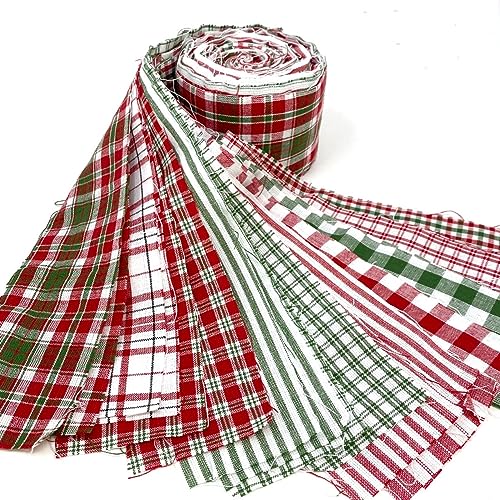 Merry Christmas Red & Green Homespun Cotton Fabric Jelly Roll
