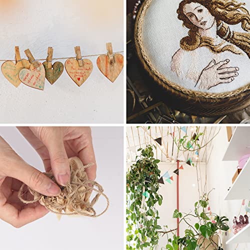 tifanso Natural Jute Twine String - 328 Feet Garden Twine, Twine for Crafts, Hemp Twine Rope, Brown Jute Twine for Gift Wrapping, Gardening, Packing and Wedding Decor