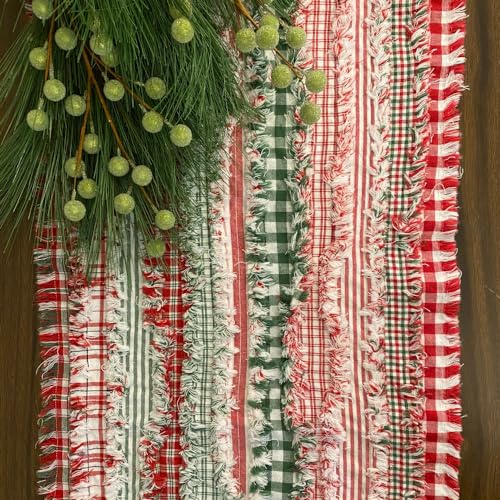 Merry Christmas Red & Green Homespun Cotton Fabric Jelly Roll
