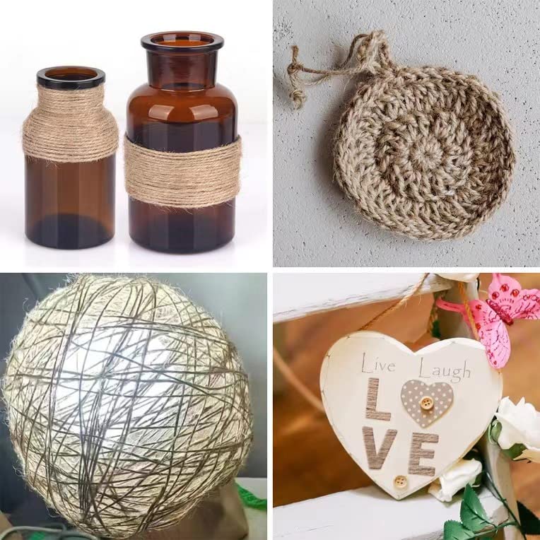 tifanso Natural Jute Twine String - 328 Feet Garden Twine, Twine for Crafts, Hemp Twine Rope, Brown Jute Twine for Gift Wrapping, Gardening, Packing and Wedding Decor