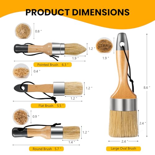 YiBaiBrush - Furniture Chalk & Wax Paint Brush Set