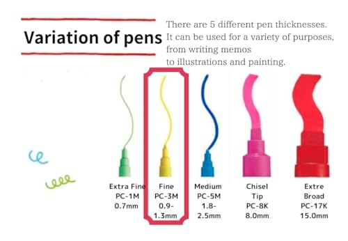 Posca Marker Acrylic Paint Pens Fine Point Tip width 0.9-1.3mm 24 colors PC-3M, For Rock Painting, Fabric, Glass Paint, Metal Paint Including Pens Tip Refill PCR-3