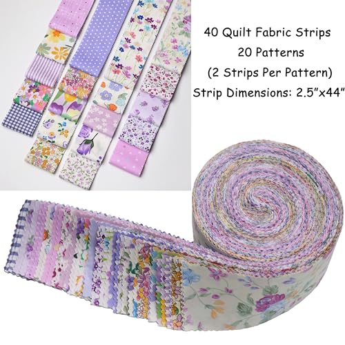 Purple Garden Jelly Roll Fabric Bundles for Quilting