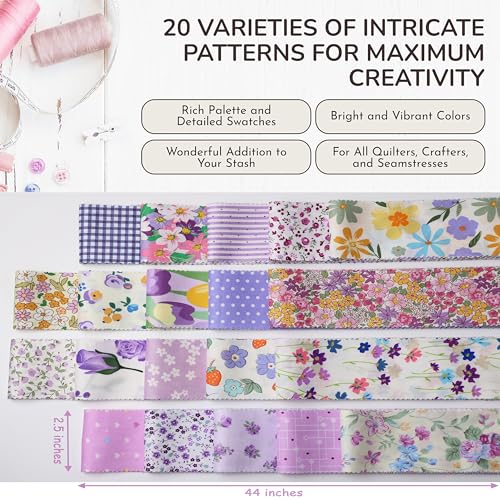 Purple Garden Jelly Roll Fabric Bundles for Quilting