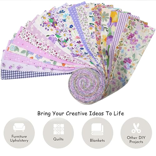 Purple Garden Jelly Roll Fabric Bundles for Quilting
