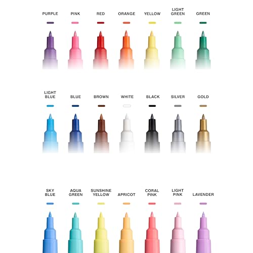 21 Posca Paint Markers, 1M Extra Fine Posca Markers with Replaceable Tips, Posca Marker Set of Acrylic Paint Pens | Posca Pens for Art Supplies, Fabric Paint, Fabric Markers, Paint Pen, Art Markers