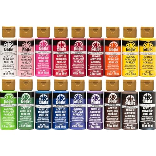 FolkArt Acrylic Paint Set - 18 Vibrant Colors
