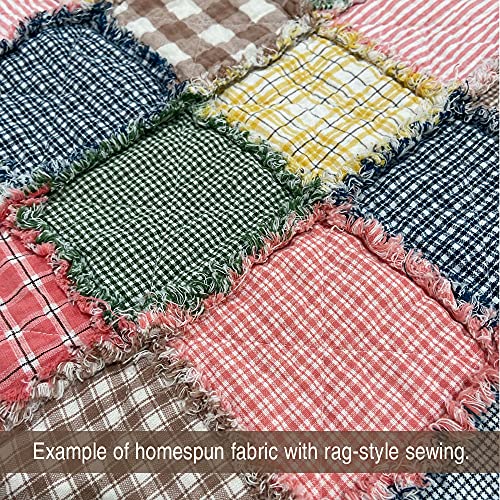 Green 2 Cotton Homespun Plaid Fabric by JCS