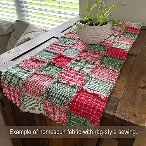 Green 2 Cotton Homespun Plaid Fabric by JCS