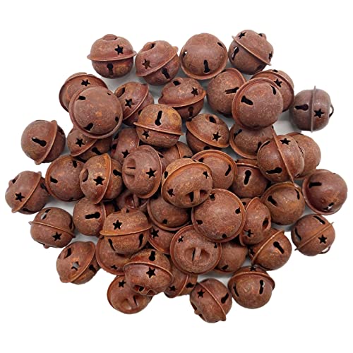 Yokoke 50PCS Christmas Rusty Tin Jingle Bells Country Primitive Farmhouse Rustic Metal Bells Sleigh for Christmas Tree Ornament Holiday Everyday Hanging Crafting and Embellishing