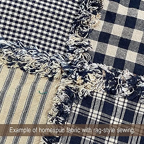 Black Plaid 100% Cotton Homespun Fabric - Sold per Yard
