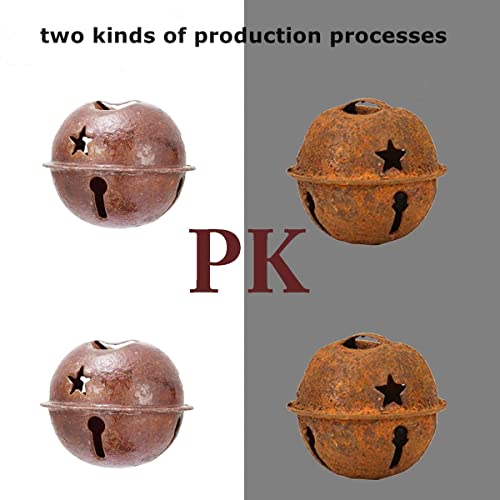 Yokoke 50PCS Christmas Rusty Tin Jingle Bells Country Primitive Farmhouse Rustic Metal Bells Sleigh for Christmas Tree Ornament Holiday Everyday Hanging Crafting and Embellishing