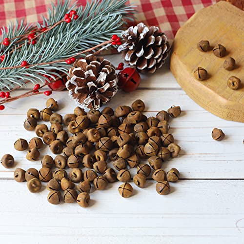 Country Primitive Craft Mini Jingle Bells, Christmas Bells, for Crafting WreathCraft Bells, Holiday Home and Christmas DecorationBells 100 Pieces(Rusty 0.39 inch)…
