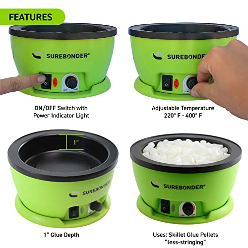 Surebonder Electric Hot Glue Skillet, Adjustable Temperature 225-400 F