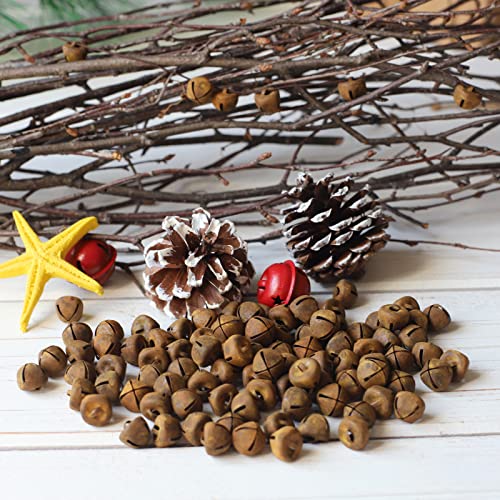 Country Primitive Craft Mini Jingle Bells, Christmas Bells, for Crafting WreathCraft Bells, Holiday Home and Christmas DecorationBells 100 Pieces(Rusty 0.39 inch)…