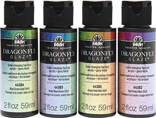 FolkArt Dragonfly Glaze Acrylic Paint Set, 2oz x 4