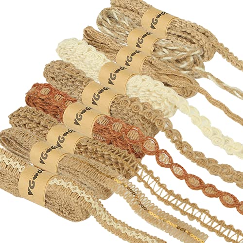 9 Rolls Jute Ribbons Lace Craft Ribbon Set