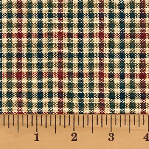 Blue Red Green Cotton Homespun Plaid Fabric - 1 Yard