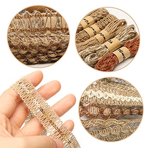 9 Rolls Jute Ribbons Lace Craft Ribbon Set