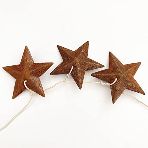 Yokoke Group of 100 Rusted Tin Dimensional Miniature Barn Stars with Hole and Hollow Backs for Decorating and Finishing