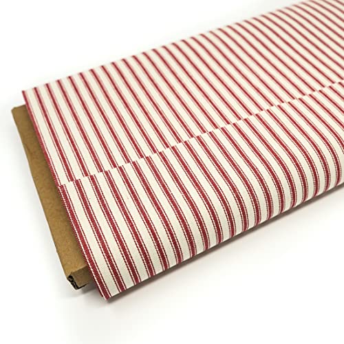 Roc-lon 44/45" Cotton Woven Ticking, Stripe Red Yardage