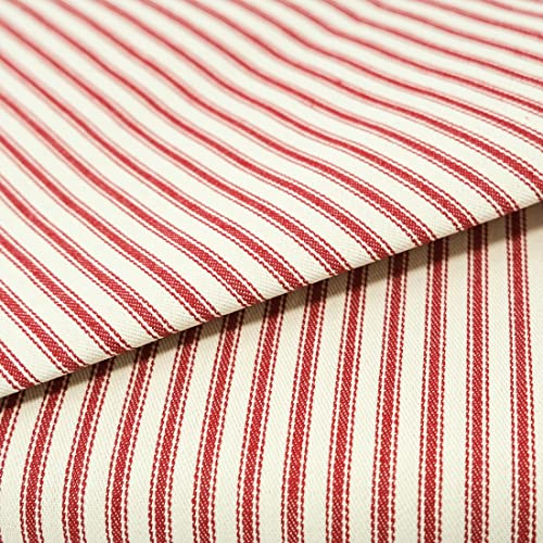 Roc-lon 44/45" Cotton Woven Ticking, Stripe Red Yardage