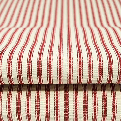 Roc-lon 44/45" Cotton Woven Ticking, Stripe Red Yardage
