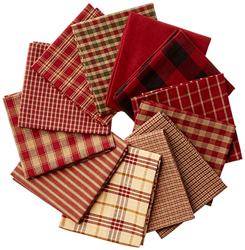 Dunroven House Red Homespun Fat Quarters, 12 Pieces