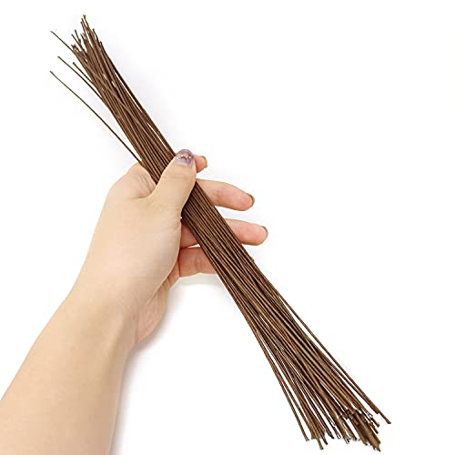 HONBAY 50PCS 16 Gauge 14.2inch Floral Stem Dark Brown Paper Wrapped Wire