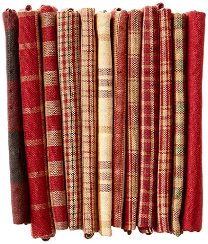 Dunroven House Red Homespun Fat Quarters, 12 Pieces