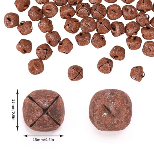 120 Rustic Christmas Jingle Bells, 3/5 Inches Metal Craft Bells for Christmas Home Decoration Christmas Party Decor Party Supplies