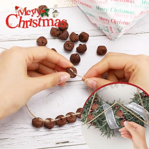 120 Rustic Christmas Jingle Bells, 3/5 Inches Metal Craft Bells for Christmas Home Decoration Christmas Party Decor Party Supplies