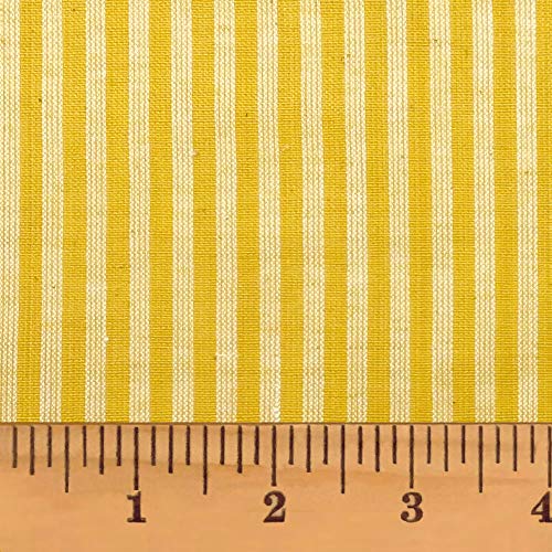Yellow Stripe Cotton Homespun Plaid Fabric - Sold by Yard